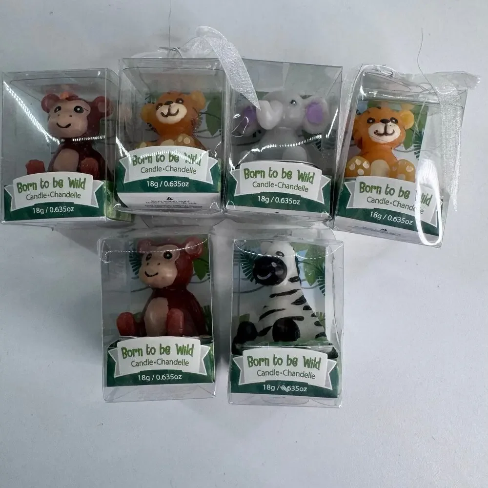 Kate Aspen Born to be Wild Safari Animal Candles Set of 6 Jungle Party Favors